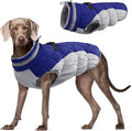 FUAMEY Dog Coat for Large Dogs,Waterproof Dog Winter Jacket with Harness Built in Puppy Cold Weather Coats Reflective Pet Vest with Zipper Warm Fleece Dogs Snowsuit Windproof Blue L