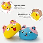 Squeaky Dog Toys Funny Animal Dog Balls for Puppy Mini Small Pet Dogs 6 Pcs/Set (Cat)