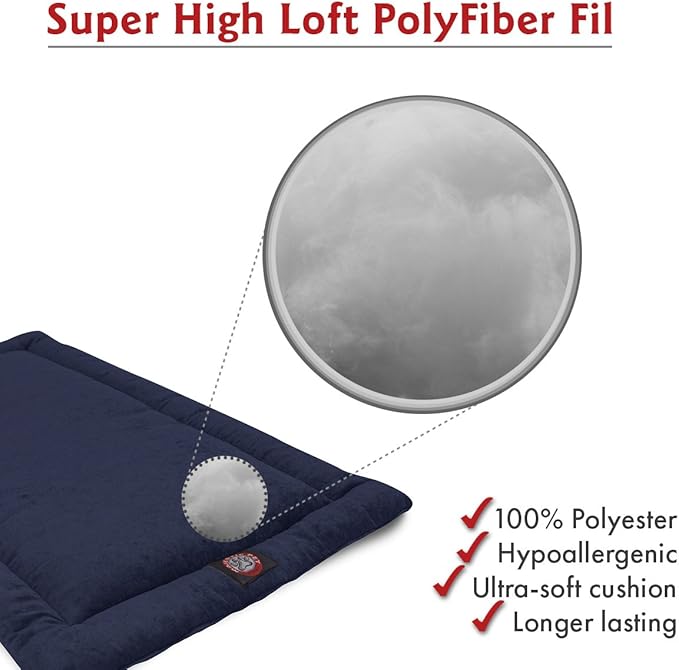 Majestic Pet Dog Crate Mat - Machine Washable Soft Plush Pet Bed Pad for Crates & Kennels | USA Crafted | 30"x21" Villa Navy