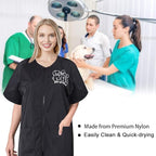 Noverlife Short Sleeves Pet Grooming Work Clothes with Full Zipper, M Size, Splash Proof Anti-Static Pet Beautician Smock, Dog Cat Groomer Cosmetologist Uniforms