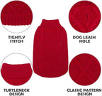Mihachi Turtleneck Dog Sweater - Winter Coat Apparel Classic Cable Knit Clothes with Leash Hole for Cold Weather, Ideal Gift for Pet in New Year Red 2XL