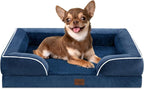 Comfort Expression Orthopedic Dog Bed for Small Dogs 24x16 Inch, Waterproof Supportive Egg Crate Foam Small Pet Bed with Removable Bolsters, Dog Couch with Washable Cover & Non-Slip Bottom, Navy Blue