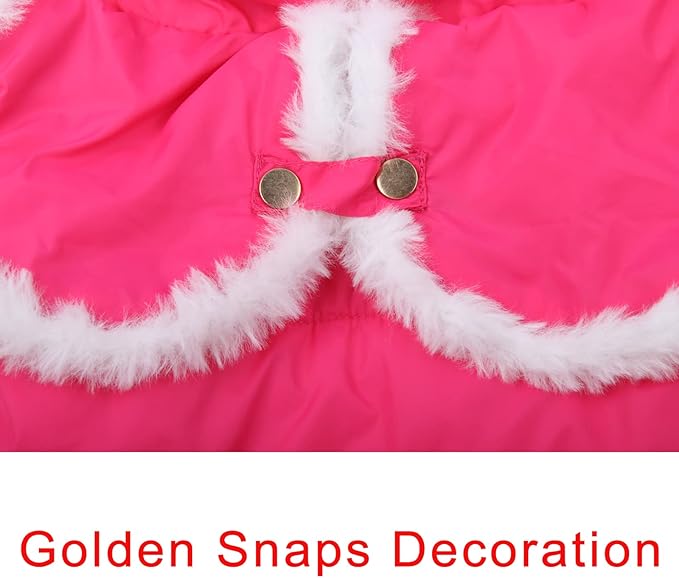 Shawl Design Fleece Lined Warm Dog Jacket for Puppy Winter Cold Weather,Soft Windproof Small Dog Coat,Pink S
