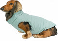 DJANGO Puffer Dog Coat – Warm Winter Dog Jacket & Water-Repellent Insulated Puffer Vest with Striped Lining, Harness Hole, Adjustable Fit for Small & Medium Dogs, Dachshunds – Sea Foam Green, Large