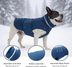 Dog Coat, Waterproof Winter Jacket, Warm Windproof Jacket, Reflective Adjustable Turtleneck Coats for Medium Dogs with Hook & Loop - Blue - M