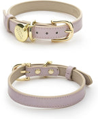 NINA WOOF Milan Vegan Leather Dog Collar - Padded Luxury Dog Collar with Adjustable Buckle - Collar for Dogs, for Small Dogs and Large Dogs - Color Lilac, Size Medium
