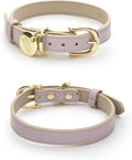 NINA WOOF Milan Vegan Leather Dog Collar - Padded Luxury Dog Collar with Adjustable Buckle - Collar for Dogs, for Small Dogs and Large Dogs - Color Lilac, Size Small