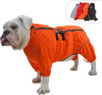 Dogs Waterproof Jacket, Lightweight Waterproof Jacket Reflective Safety Dog Raincoat Windproof Snow-Proof Dog Vest for Pugs English French Bulldog American Pit Bull Orange B-S