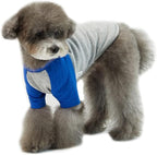 Dog Shirt for Small and Large Dogs Raglan Cotton T-Shirts Soft Breathable Dog Shirts pet Clothes Gray Series (X-Small, Gray/Blue)