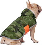 HDE Reversible Dog Raincoat Hooded Slicker Poncho Rain Coat Jacket for Small Medium Large Dogs Camo Orange - M