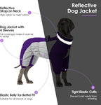SUNFURA Full Body Dog Coat - Warm Fleece Jacket for Small Dogs, Turtleneck Winter Coats with Harness, Reflective Dog Snowsuit Windproof Puffer Jackets with Legs for Chihuahua, Yorkie, Purple XS