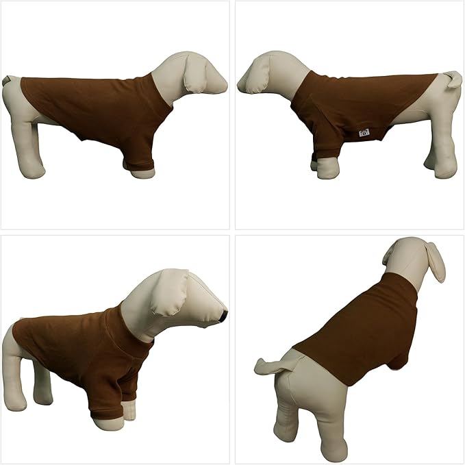 Lovelonglong Ribbed Dog T-Shirt Cotton Knitted Dog Sweaters for All Season Pet T-Shirts for Large Medium Small Dogs Coffee M