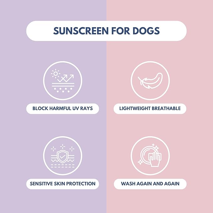 Spark Paws Sunblock Dog T-Shirt, SPF30 Protection, Lightweight Breathable Quick Dry for Dogs with Sensitive Skin - Purple & Pink (Set of 2) - L