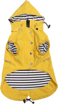 Dog Raincoat Waterproof Raincoats Dog rain Jacket Buttons Zipper Hood Drawstring Suitable for Small Medium Yorkie Terrier Schnauzer Poodle Border Collie Labrador 8lbs to 80lbs Yellow XXL