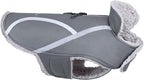 VIVAGLORY Frostfit Dog Coat, Dog Jacket for Winter & Cold Weather, Warm Fluffy Fleece Lined Water Resistant Reflective for Puppy, Coat with Velcro Fastening & Leash Hole, XXS, Grey