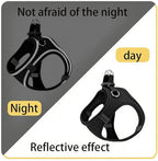 Dog Harness Small Sized and Leash Set, Dog Harness with Leash Set, Comfortable Air Mesh Dog Vest Harness with Reflective Strip, Reflective for Safe Easy Walking Dogs, Cats, Black S