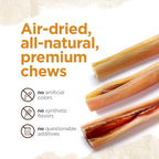 Natural Farm Bully Cheek Stick, 10-12 Inch (6-Pack)- Best Bully Stick Alternative, 100% Natural Beef Cheeks for Dogs- High Protein, Cleans Teeth Treats, Long Lasting Beef Chews for All Dog Sizes