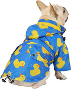 HDE Dog Raincoat Poncho Double Layer Zip Rain Jacket with Removable Hood, Leash Hole for Small to 3XL Dogs and Puppies Ducks Blue - S