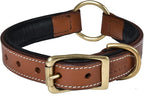 | Genuine Leather Adventure Dog Collar | Full Grain, Heavy Duty | with Inner Cushioned Padding | Best for Medium, Large & XL Dogs (X-Large (Fit Neck Size 22"-26"), Brown with Center O Ring)
