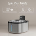 Wireless Cat Water Fountain Stainless Steel, 152oz/4.5L Cat Fountain Battery Operated, Cordless Pet Water Fountain for Cats & Dogs with Motion Sensor, Ultra Quiet Pump, Multi-Filtration