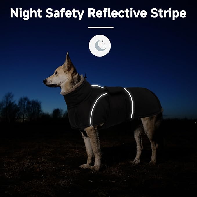 Dog Winter Coat for Small to Large Dogs(XS-XXXL)– Waterproof Windproof Fleece Lined Jacket with Reflective Trim,Pet Vest with Adjustable Buckles, Machine Washable Black M