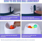 Automatic Ball Launcher for Dogs, Dog Fetch Ball Thrower Launcher, 4 Adjustable Distances, Interactive Pet Self Playing for Small Dogs and Puppies with 10 Balls (2 inches)