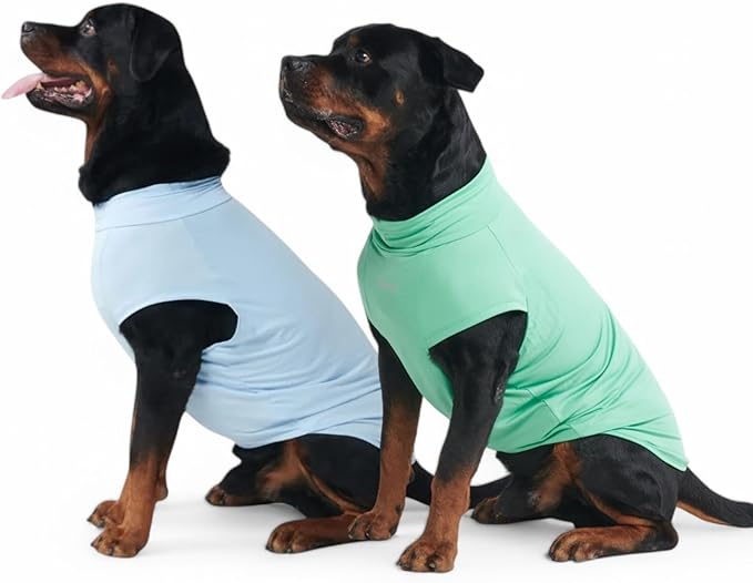 Spark Paws Sunblock Dog T-Shirt, SPF30 Protection, Lightweight Breathable Quick Dry for Dogs with Sensitive Skin - Blue & Mint (Set of 2) - 5XL