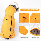 PINA Dog Raincoat - Waterproof Dog Jacket with Hood, Lightweight with Leash Hole, Poncho with Reflective Strap and Pocket for Wet Weather, Full Wrap Design for Full Protection