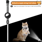 2 Pack Airtag Cat Collar with Bell, Reflective Nylon Kitten Collar with Apple Air Tag Holder and Breakaway Safety Buckle for Puppy Girl Boy Cats, 3/8" in Width and Lightweight, Black/Pink