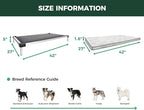 FXW TitanNest Chew-Proof Elevated Dog Bed, Raised Cot for Indoor/Outdoor/Camping Use, Durable & Washable Padded Pet Bed with Exclusive Cover for Medium Dogs, 42.0" L x 27.0" W x 5.0" H, Gray