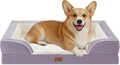 Comfort Expression Orthopedic Dog Bed for Medium Dogs 30x20 Inch, Waterproof Supportive Egg Crate Foam Medium Pet Bed with Removable Bolsters, Dog Couch with Washable Cover & Non-Slip Bottom, Purple