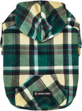 Spark Paws Dog Hoodie – Premium Dog Sweater for Small, Medium, and Large Dogs | Warm Outfits for French Bulldogs, Pitbull, Puppy, Winter Jacket Alternative - Green Plaid - M