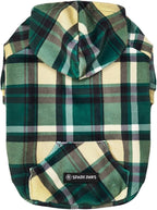 Spark Paws Dog Hoodie – Premium Dog Sweater for Small, Medium, and Large Dogs | Warm Outfits for French Bulldogs, Pitbull, Puppy, Winter Jacket Alternative - Green Plaid - M