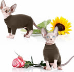 ROZKITCH Hairless Cat Sweaters, Breathable Soft Jumpers for Cats Only, Coat with Four Legs, Warm Sweater T-Shirt Pajamas Jumpsuit Vest Cornish Rex Devon Rex Peterbald Coffee L