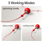 Interactive Cat Toy for Indoor Cats,Automatic Electric Self Rotating Ball with Chirping, Led Light and Long Tail for Motion Activated, Smart Spinning Ball for Fun Exercise, Red