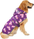 HDE Dog Raincoat with Clear Hood Rain Jacket Poncho for Small Medium Large Dogs Ducks Purple - XL