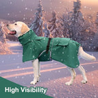 Waterproof Dog Raincoat Hooded Slicker Poncho Raincoat for Medium Large Dogs, Adjustable Dog Rain Coat Jacket(Green, 6XL)