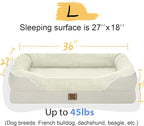 Orthopedic Washable Large Dog Bed - Egg Foam Dog Bed for Large and Medium Dogs Big Pet Beds with Removable Washable Cover and Bolster Non-Slip Bottom