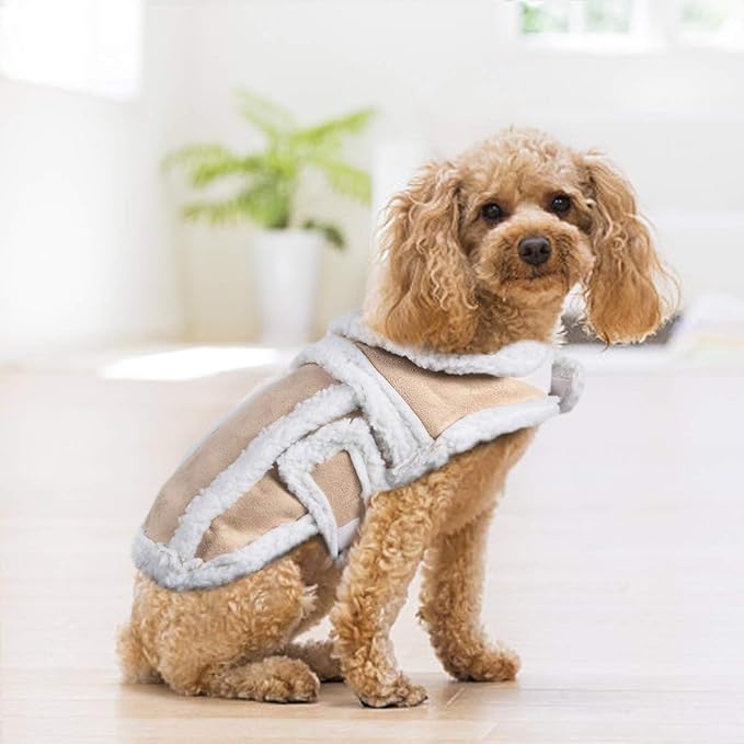 Namsan Dog Sherpa Jacket, Size M, Fleece Dog Vest with Leash Hole, Soft Pet Coat Outfit for Small Medium Large Dogs, Thick Warm Dogs Vest for Cold Weather, Adjustable Magic Tape, Easy to Wear