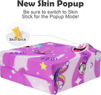 Migipaws Automatic MigiBox Cat Toys 3 n1 Interactive Pounce Mystery Under PopSkin 7 Holes Cardboard Kitten Toys for Indoor Rechargable 6 Accessories(Purple)