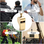 HUTOU Whistle L5523CTJ Brass Golden Whistle with Lanyard, Metal Whistle for Coaches and Police