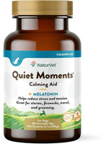 NaturVet Quiet Moments Calming Aid Melatonin Dog Supplement – Helps Reduce Stress in Dogs – for Pet Storm Anxiety, Motion Sickness, Grooming, Separation, Travel – 30 Ct. Tablets
