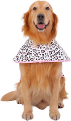 HDE Dog Raincoat Jacket Reflective Adjustable Hooded Pet Poncho Rain Coat with Leash Hole for Small to X-Large Dogs Leopard Hearts - L