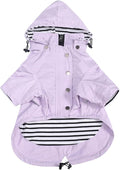 Morezi Dog Zip Up Raincoat with Reflective Buttons, Rain/Water Resistant, Adjustable Drawstring, Removable Hood, Raincoats with Legs 8lbs to 80lbs Available - Purple - XS