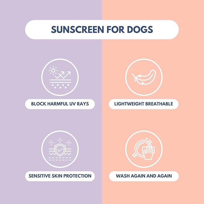 Spark Paws Sunblock Dog T-Shirt, SPF30 Protection, Lightweight Breathable Quick Dry for Dogs with Sensitive Skin - Purple & Peach (Set of 2) - 4XL