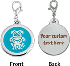 Personalized Funky Dog Design Pet ID Tags with Quick Tag Clip - Happy Puppy Name tag, Custom Laser Engraved pet Tags, Collar Name tag (Dog-Round-Small: Blue)
