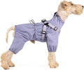 Mile High Life Waterproof Dog Raincoat, Full Coverage Small Dog Rain Coat with Harness, Adjustable 4 Legs Puppy Rain Jacket with Reflective Strip and Elastic Cuffs (Purple, XS Back Length 11.4")