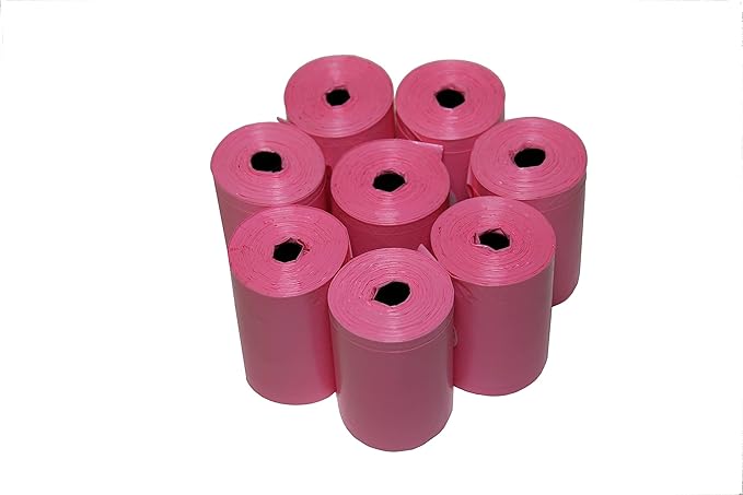 Easy Open & Strong Leak-Proof Poop Bags Dog Waste Bags 13.25 x 9" And 13.25" x 8.50" Made in USA .Bags are easier to tie than standard 12 inch bags (Pink)