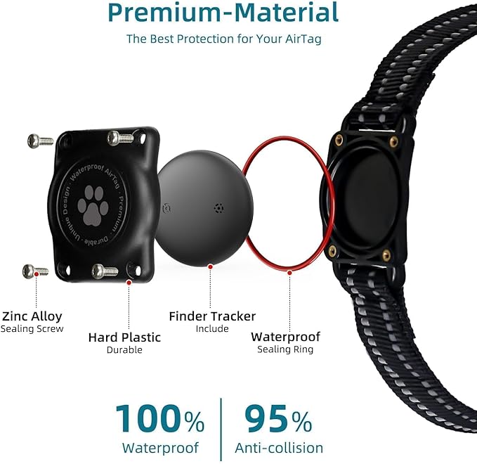 (1 Pack) GPS Tracker for Dogs, Mini GPS Cat Tracker, Smart Pet Activity Tracker (iOS Only), No Monthly Fee, Compatible with Apple Find My, Anti-Lost, Finder Tag for Vehicles/Pets/Kids/Items