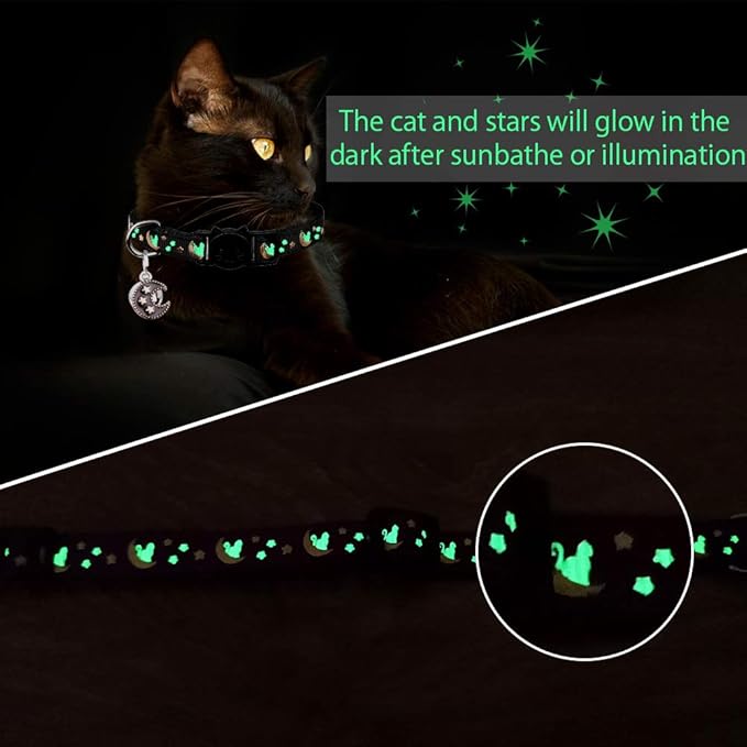 2Pcs Breakaway Cats Collars Cat Collars for Boy & Girl Cats Adjustable Kitten Collars with Bell,Black+Tangerine